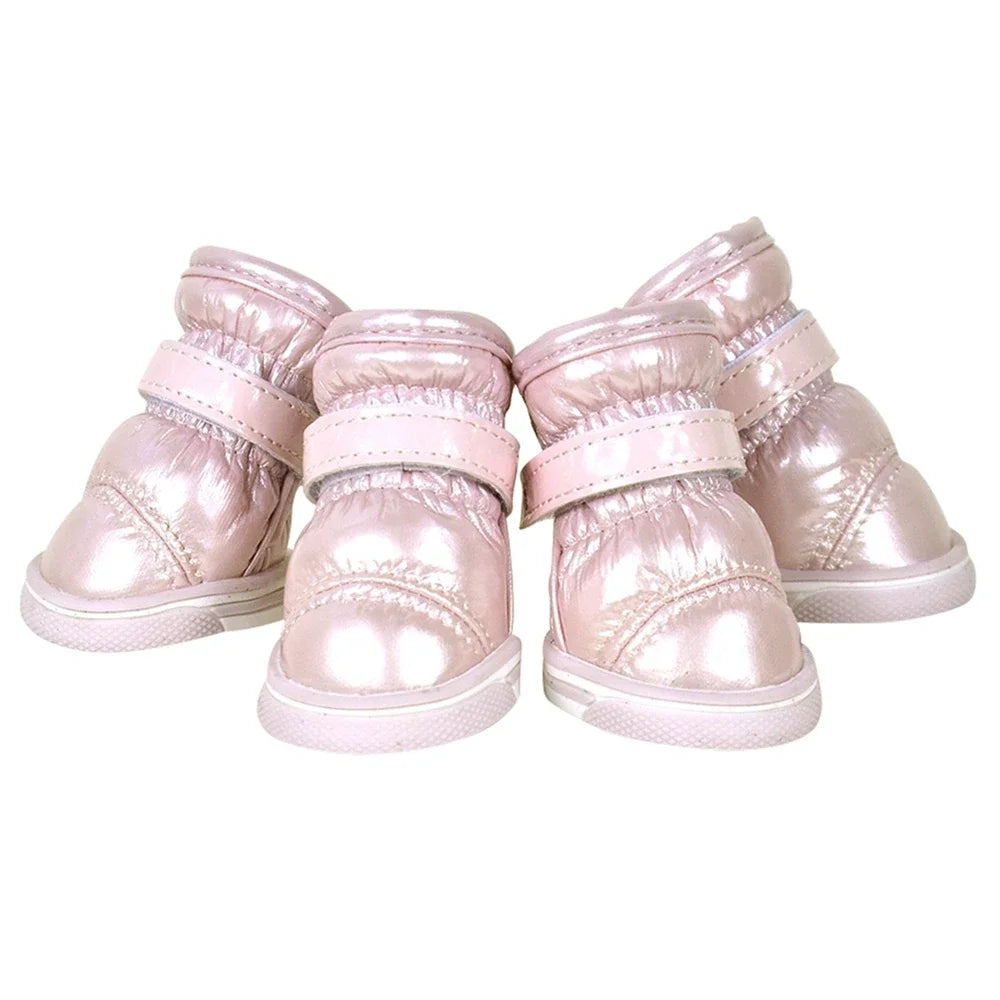 4PCS Winter Snow Boots Casual Warm Slip-Resistant Waterproof Puppy Shoes Non-slip Boots For Small Medium Dogs Chihuahua Yorkies
