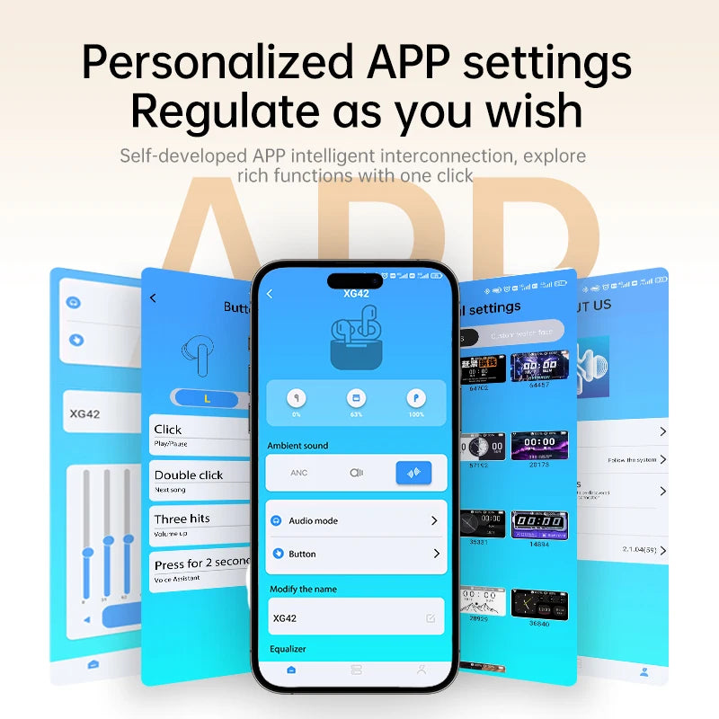 HD Smart Touch Screen Earbuds Surround Sound Wireless Bluetooth Headsets Noise Reduction Gaming Headphones with HD Mic Earphones