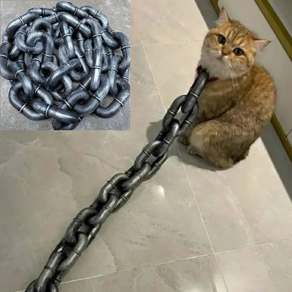 Funny Plastic Simulation Iron Chain For Small Dogs Pet Cat Dog Leads Lightweight Huge Plastic Dog Leash Puppy Lead for Halloween