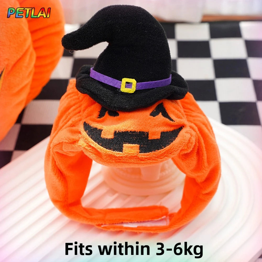 Dog devil pumpkin vest hat costume magic Pumpkin hat Halloween transformation outfits Funny Teddy Dog pet Clothes Christmas