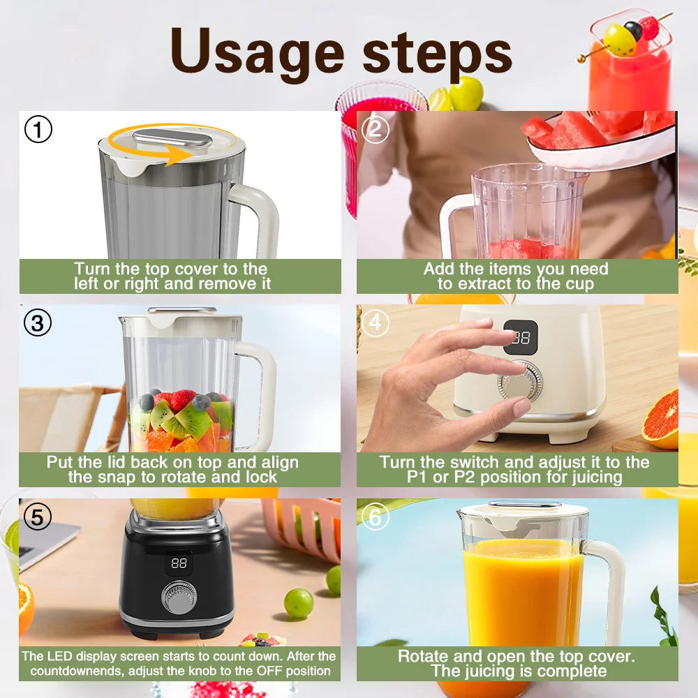 TINSOL New Home Juicer 10 Blades 3000mAh Multifunctional Blender Knob Juicer Ice Crusher  High Juicing Rate Kitchen Tools